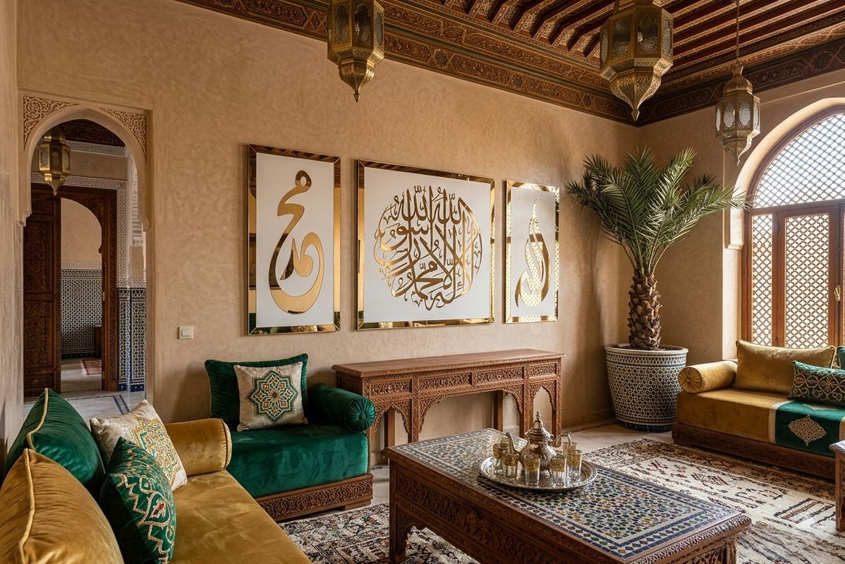 Ensemble de 3 tableaux : Chahada, Allah et Prophète Mohamed