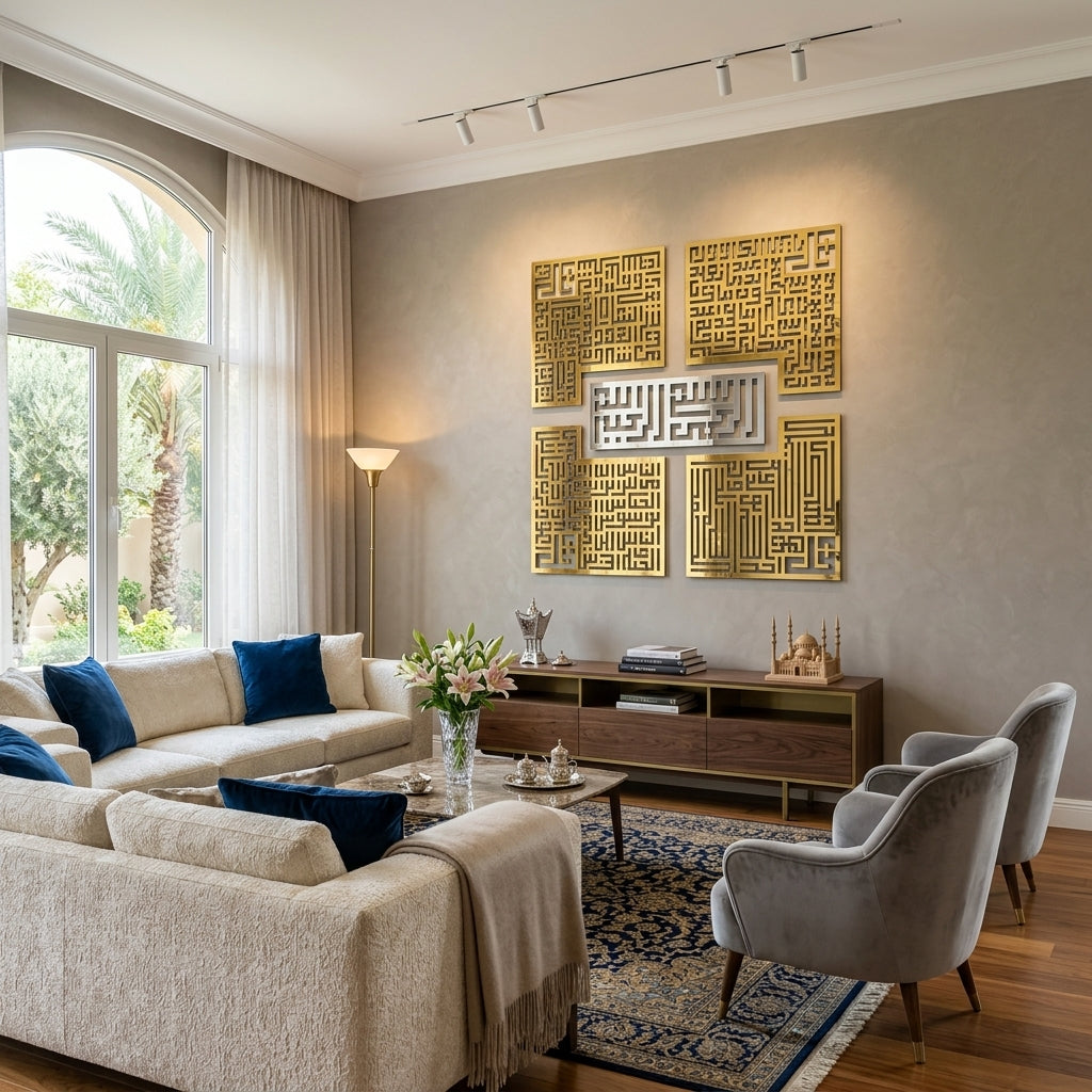 Ensemble de 4 tableaux Kufiques 4 sourates avec Bismilah